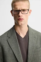 HOUNDSTOOTH LINEN BLEND SUIT JACKET