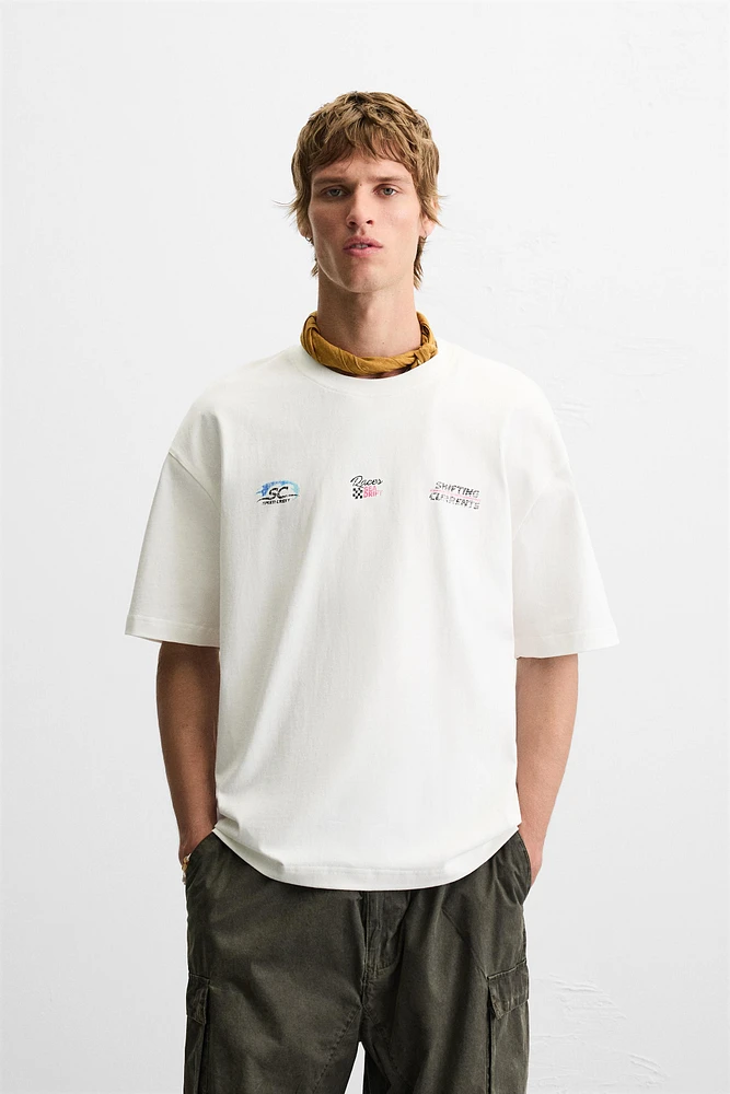 T-SHIRT IMPRIMÉ DÉLAVÉ RACING