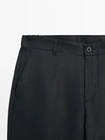 100% linen tapered fit trousers