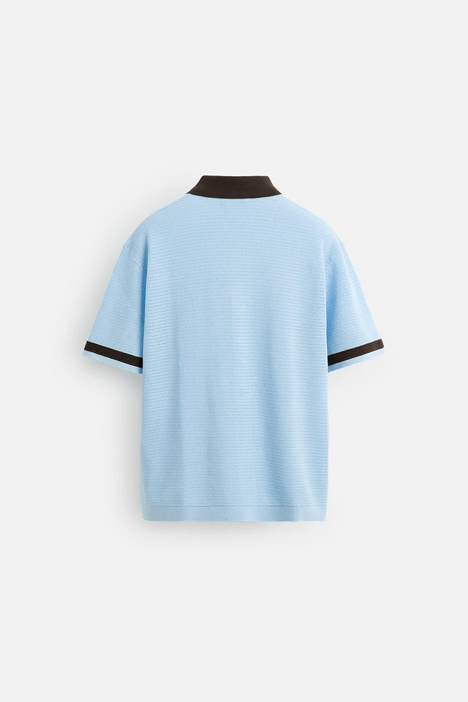 CONTRAST KNIT SHIRT