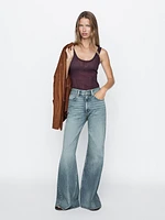 Jean flare taille haute coton