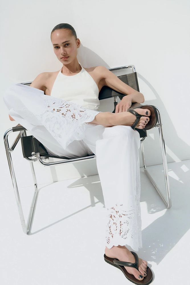 PANTALON DROIT BRODÉ