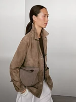 Blazer fluide en cuir finition daim