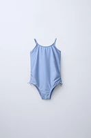 6-14 ANS/ MAILLOT DE BAIN BRILLANT AVEC NŒUDS