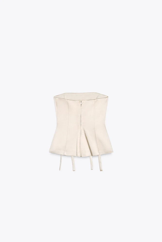 TOP SATINÉ BUSTIER LACETS