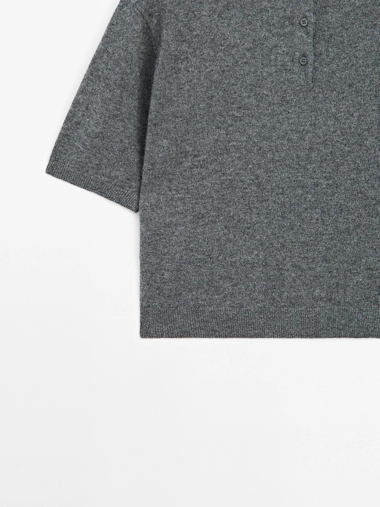 Pull en maille 100 % cachemire à manches courtes