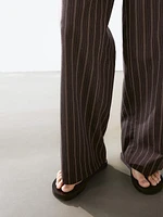 Low-rise wide-leg striped trousers
