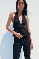 RUFFLED HALTER TOP