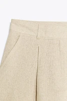 BERMUDA TAILLE HAUTE AVEC LIN