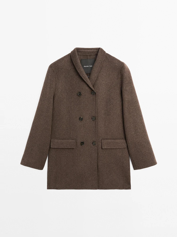 Manteau à col smoking en laine mélangée