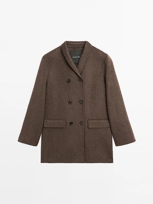 Manteau à col smoking en laine mélangée