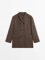 Manteau à col smoking en laine mélangée