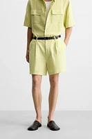 100% LINEN BERMUDA SHORTS
