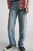 STRAIGHT FIT RIPPED CARPENTER JEANS
