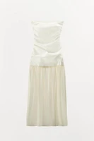 COMBINATION STRAPLESS MIDI DRESS