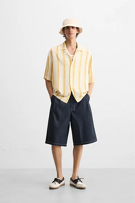 CHEMISE RAYURES VISCOSE ET LIN