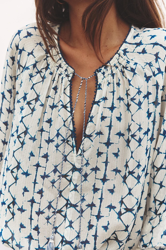 METALLIC THREAD PRINTED BLOUSE