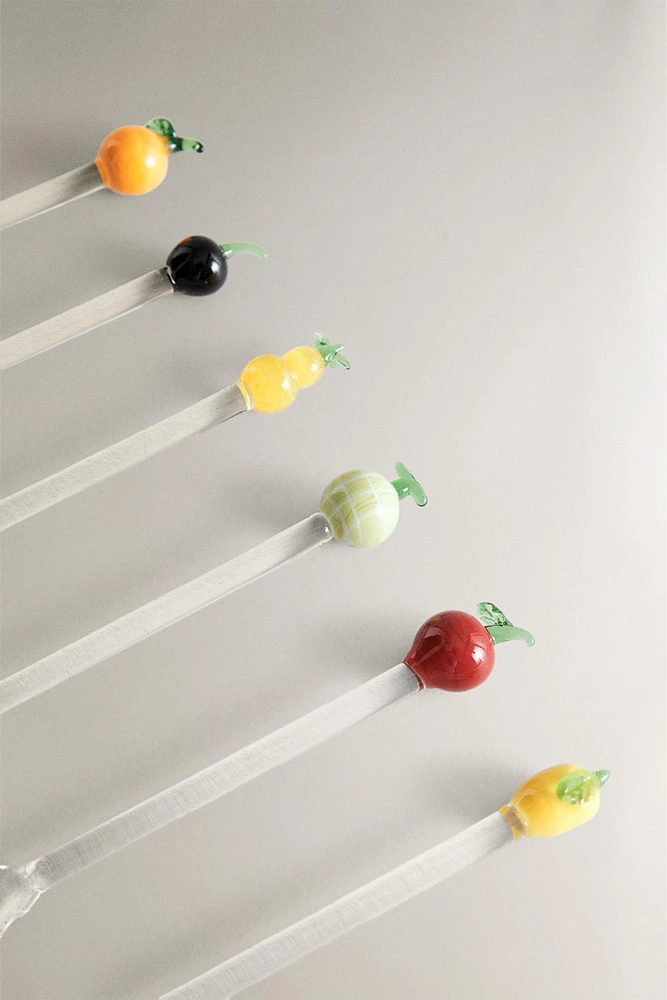 LOT PETITES CUILLÈRES VERRE RECYCLABLE FRUITS (LOT DE 6)