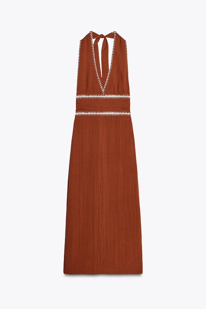 EMBROIDERED MIDI DRESS
