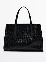 Grand sac satchel tressé en cuir nappa