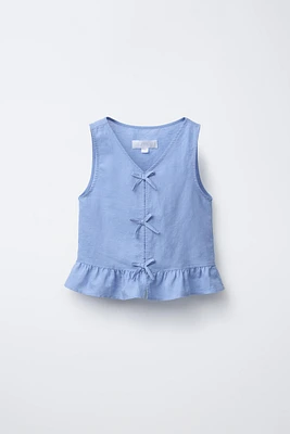 TOP EN COTON ET LIN AVEC LACETS