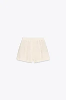 LINEN PLEATED BERMUDA SHORTS