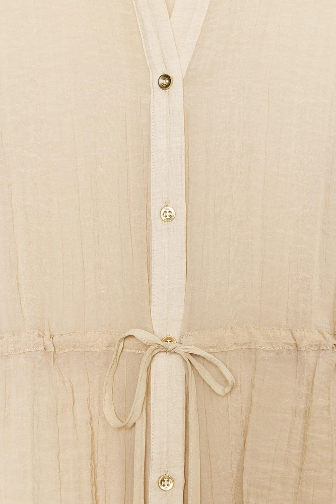 CHEMISE SEMI-TRANSPARENTE À EFFET PLISSÉ