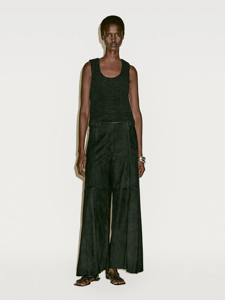 Pantalon large en cuir et daim - Limited Edition