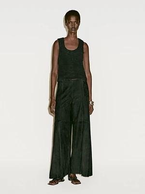 Pantalon large en cuir et daim - Limited Edition