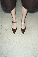 SUEDE KITTEN HEEL SLINGBACKS