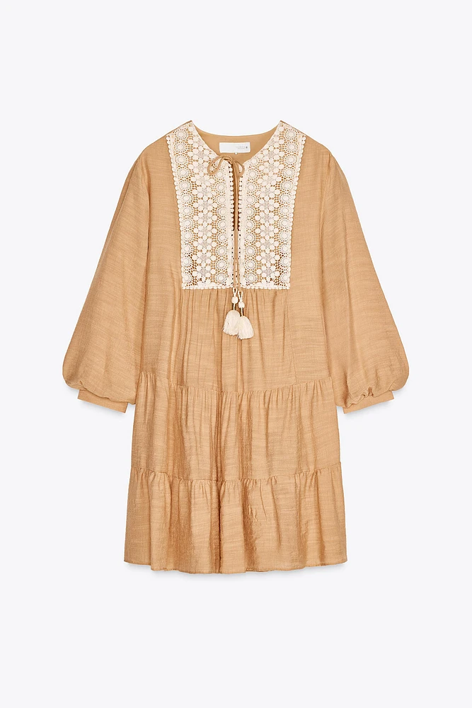 MINI BIB EMBROIDERED DRESS