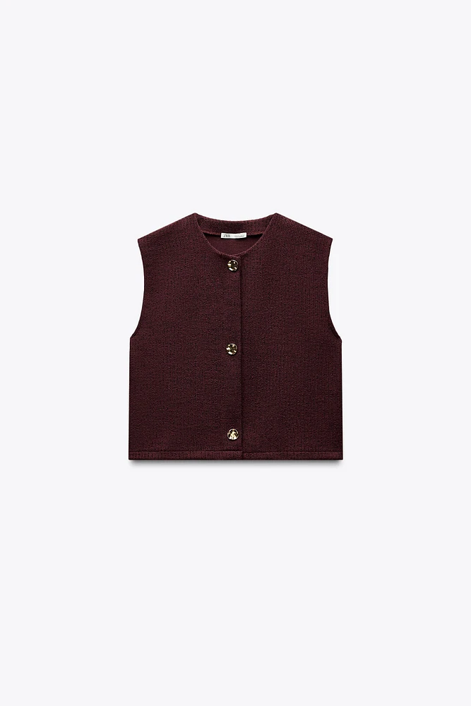 TOP GILET STRUCTURÉ À BOUTONS