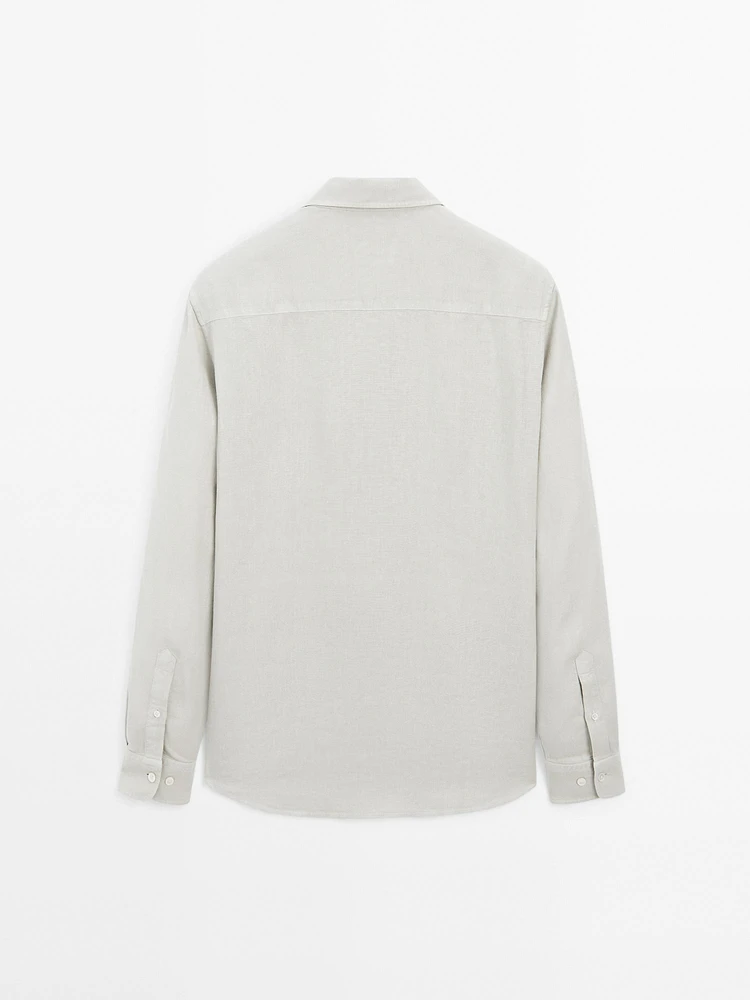 Slim fit linen blend shirt