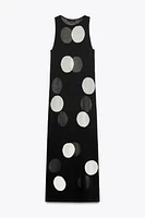 ROBE LONGUE EN MAILLE À POIS