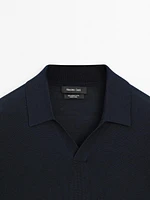 Pull polo en maille 100 % laine mérinos