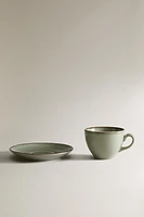 TASSE À THÉ PORCELAINE BORD EFFET ANTIQUE