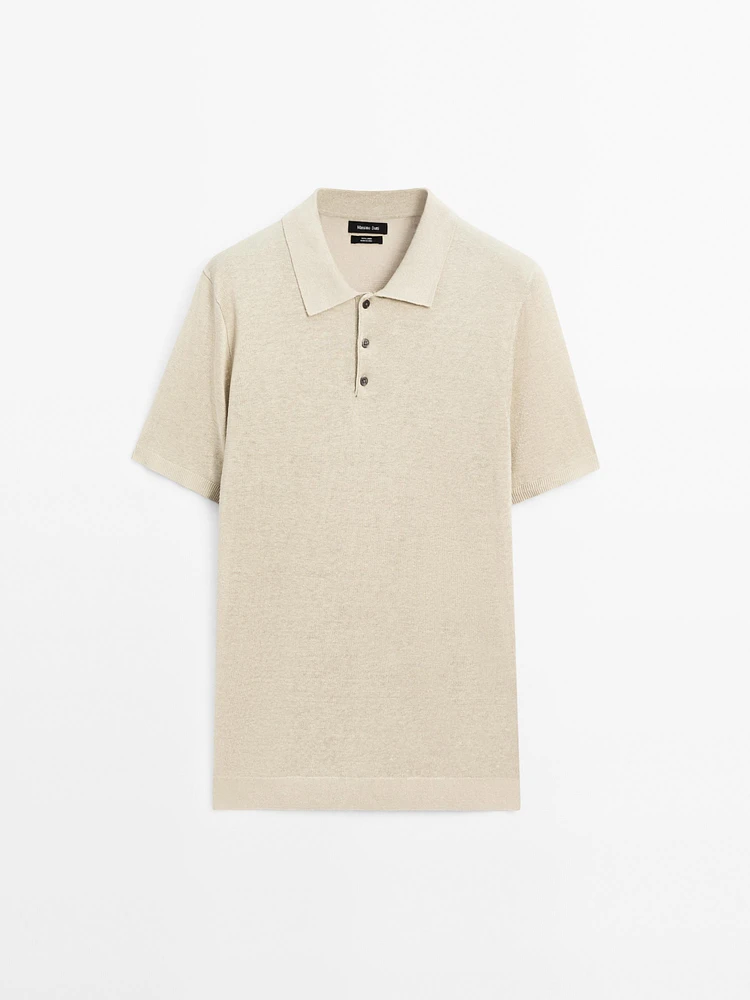100% linen knit polo shirt