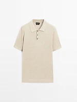 100% linen knit polo shirt