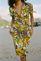 PRINTED POPLIN MIDI DRESS