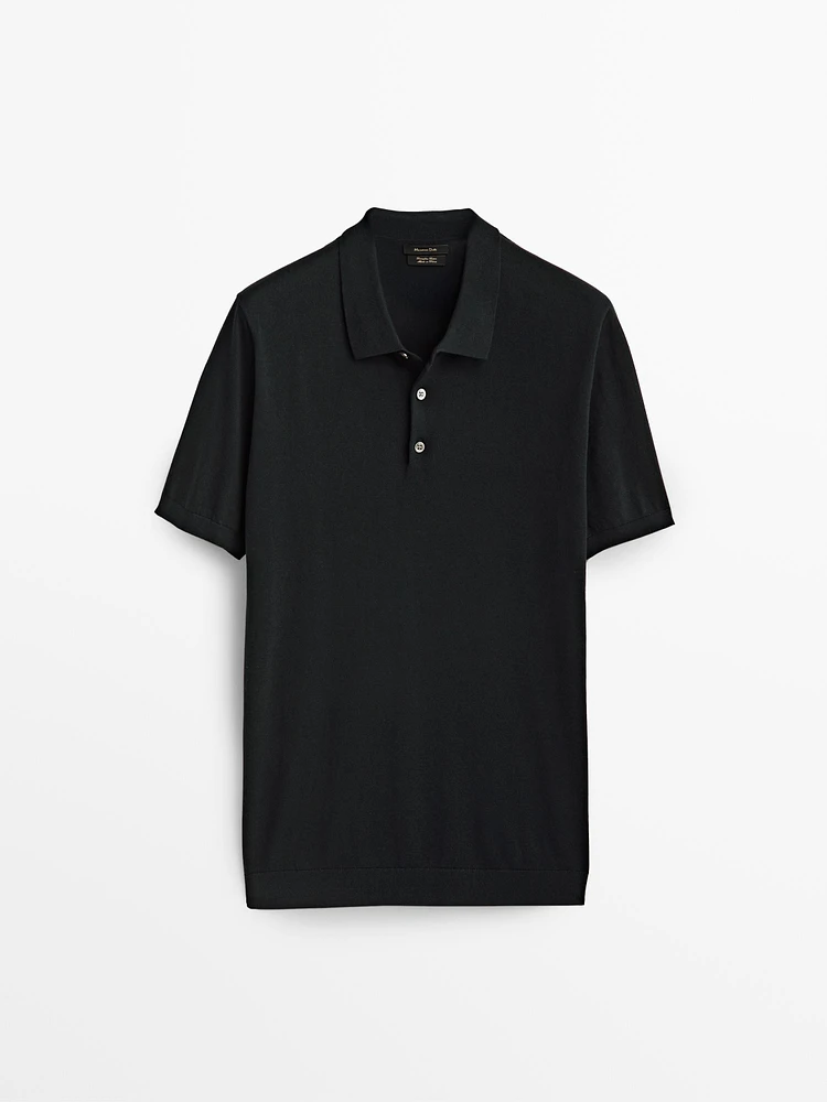 Short sleeve cotton knit polo shirt