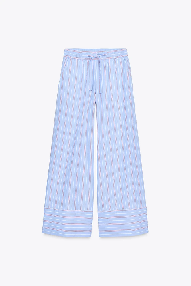 STRIPED POPLIN PANTS