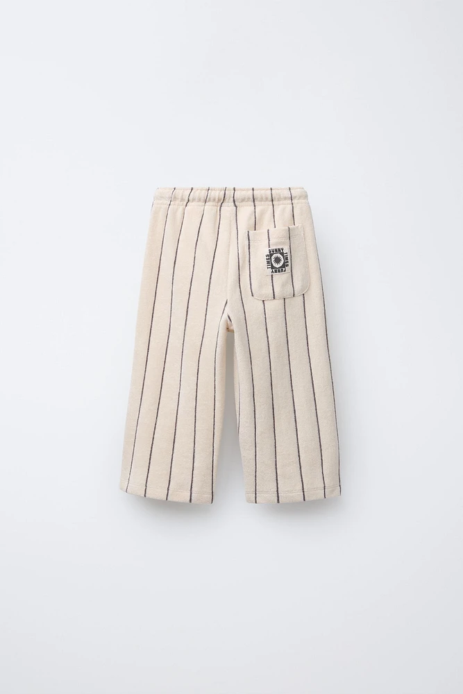 WOVEN STRIPE TERRY PANTS