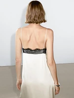 Robe longue nuisette contrastante
