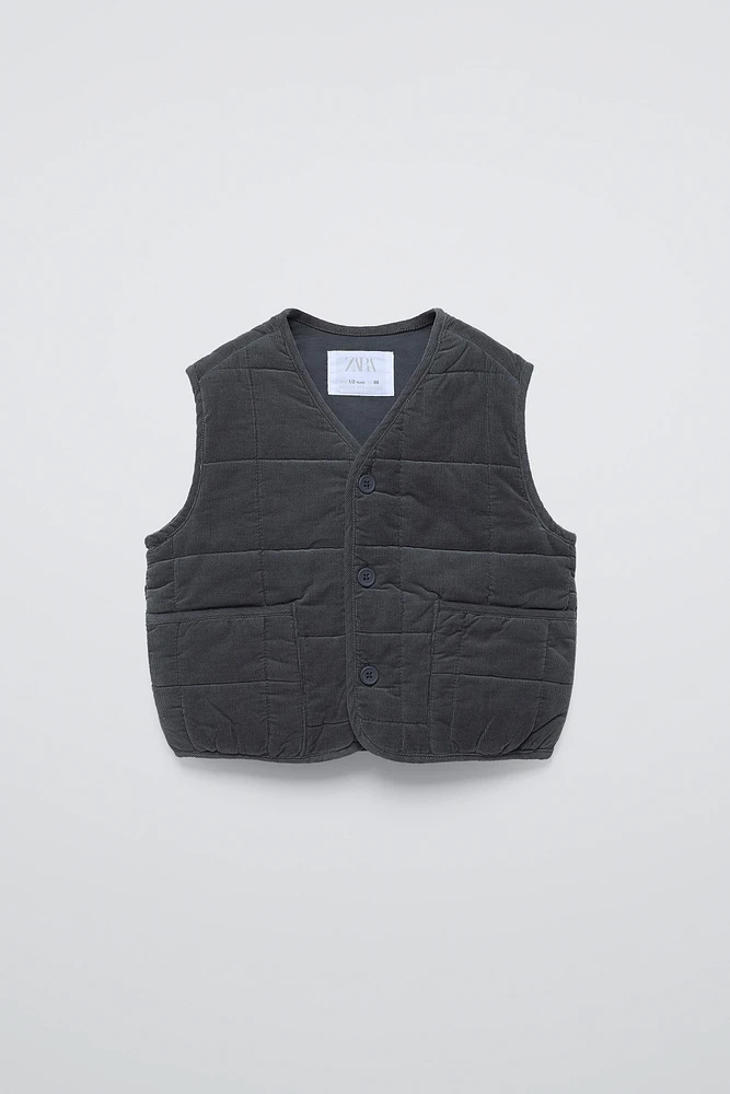 PADDED FINE-WALE CORDUROY VEST