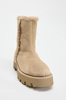 LOW HEEL FAUX FUR SUEDE ANKLE BOOTS