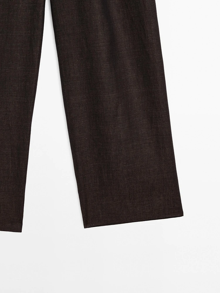 Pantalon à pince en lin chiné - Limited Edition