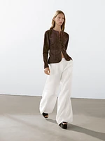 Pantalon de tailleur à pinces 100 % lin