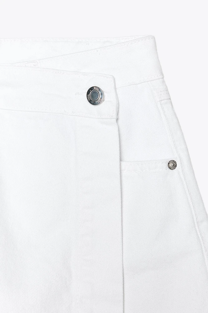 Z1975 JUPE-CULOTTE CROISÉE EN JEAN