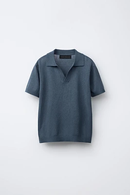 KNIT LINEN COTTON POLO SHIRT