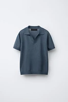 KNIT LINEN COTTON POLO SHIRT